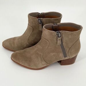 Johnston & Murphy Trista Double Zip Suede Leather Ankle Boots Taupe Women 8M